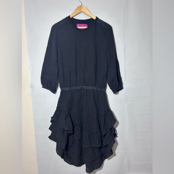 Heidi Merrick Venus Gauze Ruffle Dress black medium - Picture 6 of 11